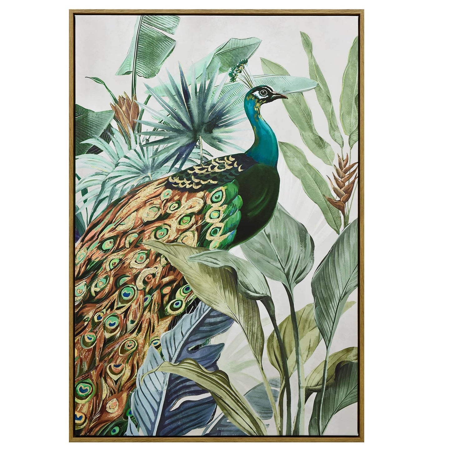 Golden Plume Dark Wood Framed Canvas Wall Art - STripleB