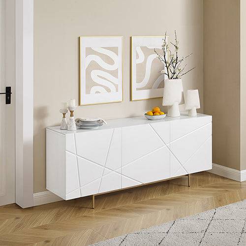 Buffet Sideboard - Glossy White Gold - STripleB
