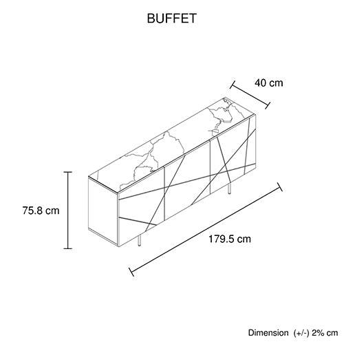 Buffet Sideboard - Glossy White Gold - STripleB