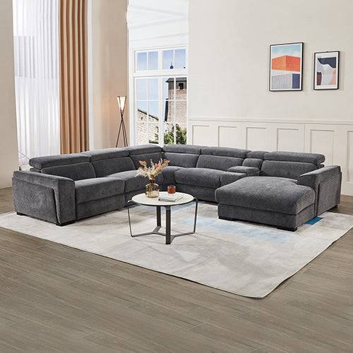Corner Sofa Chaise - Premium Fabric - Electric Recliner - Grey - STripleB