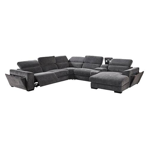 Corner Sofa Chaise - Premium Fabric - Electric Recliner - Grey - STripleB