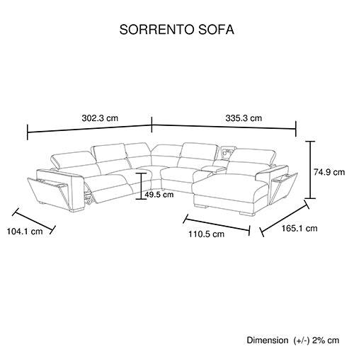 Corner Sofa Chaise - Premium Fabric - Electric Recliner - Grey - STripleB