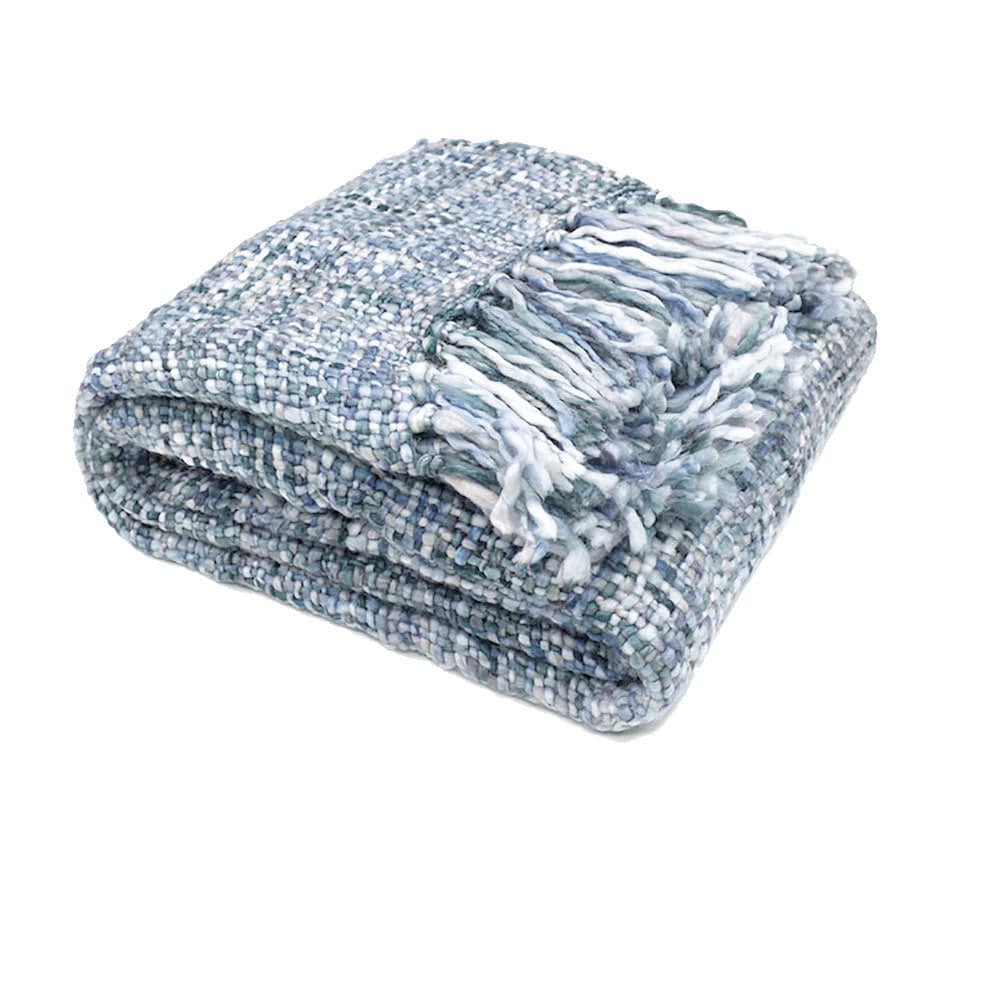Soft Knitted Weave Throw - 127x152 - Steel Blue - STripleB