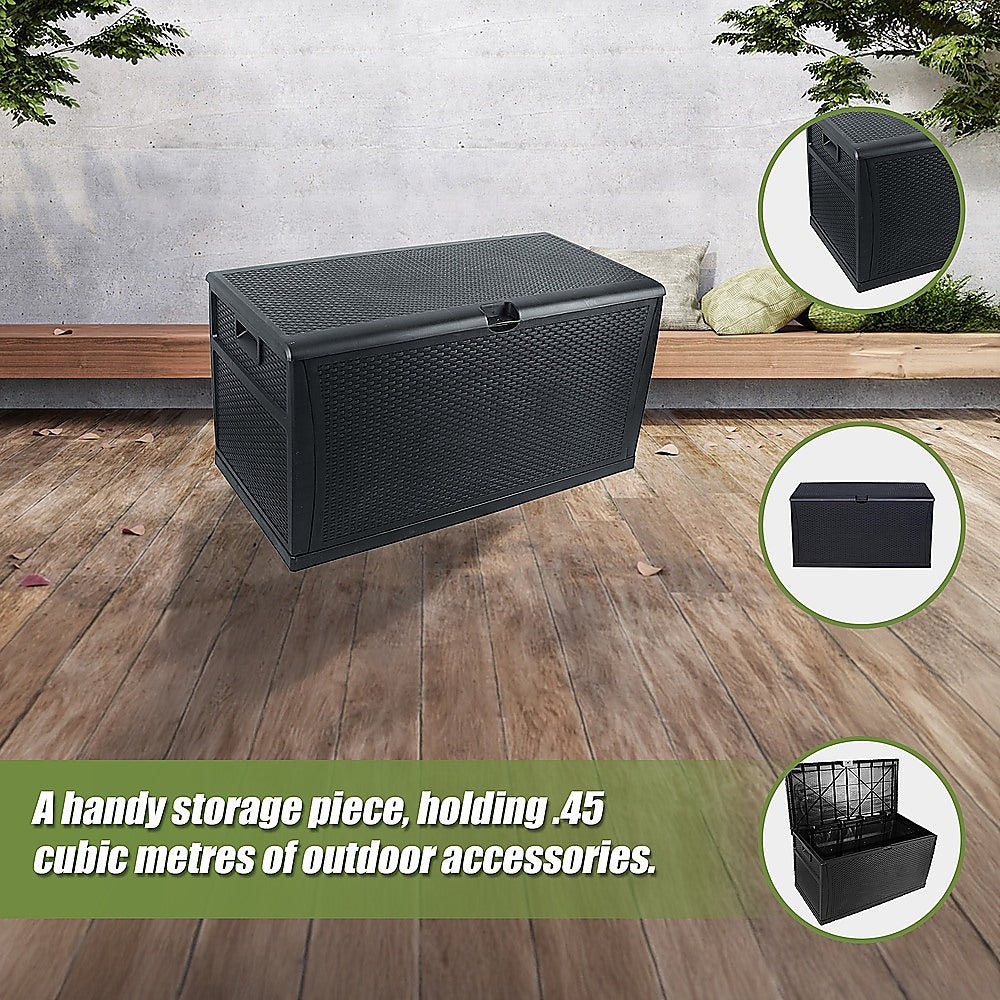 Patio Deck Box Outdoor Storage Plastic Bench Box 450 Litre - STripleB