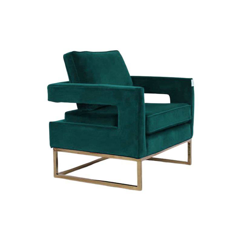 Green - Golden Framed Bottom Armed Accent Chair - STripleB