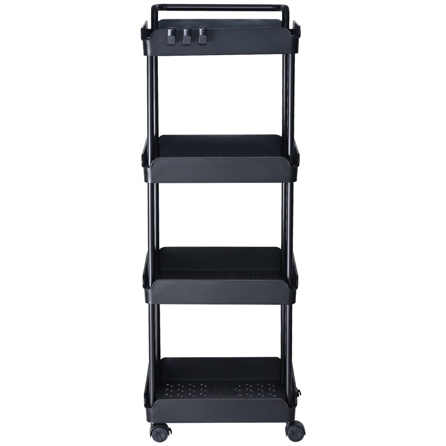 VEVOR 4-Tier Kitchen Rolling Cart Basket Utility Cart on Wheel with Handle Black - STripleB