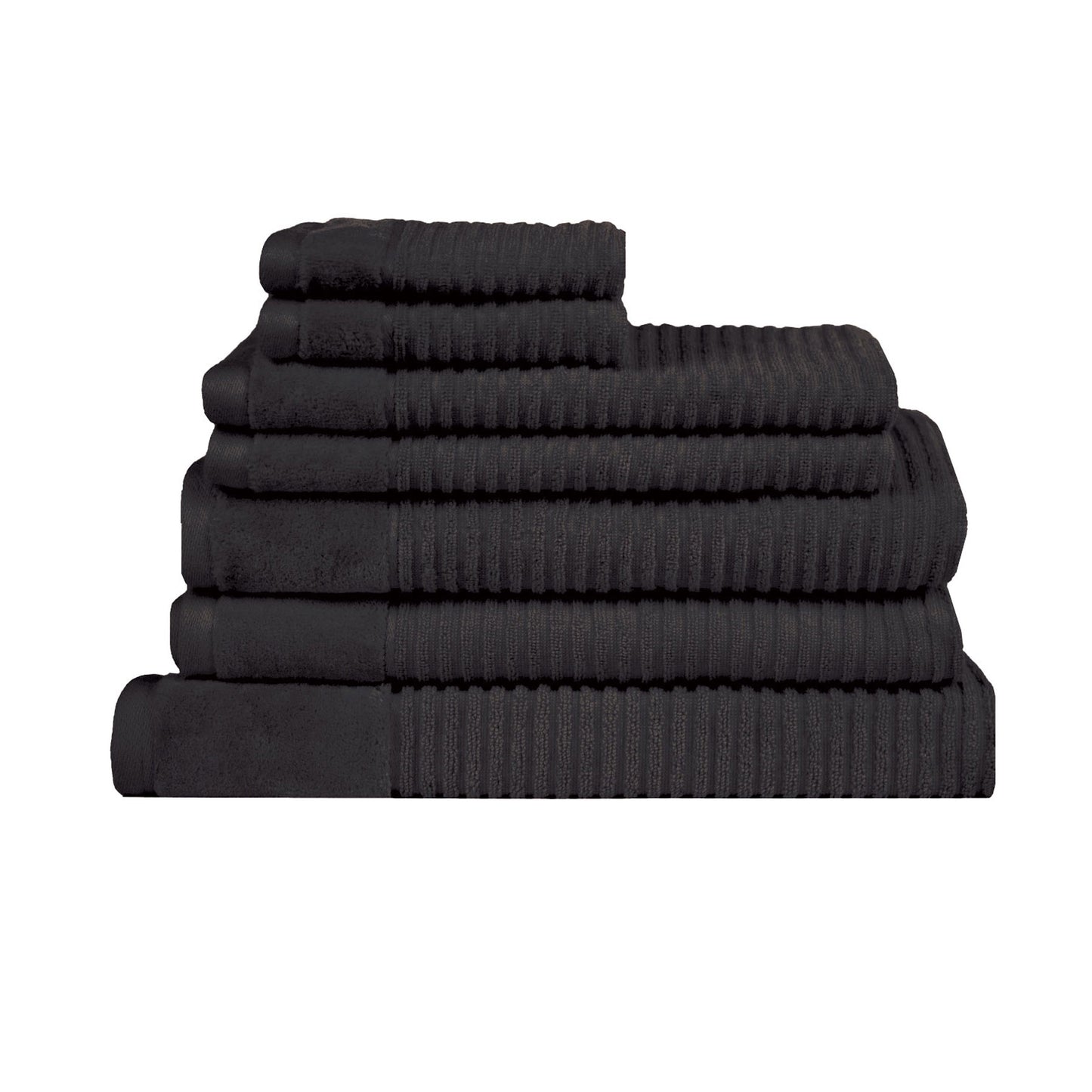 Royal Excellency 7 Piece Cotton Bath Towel Set - Black - STripleB