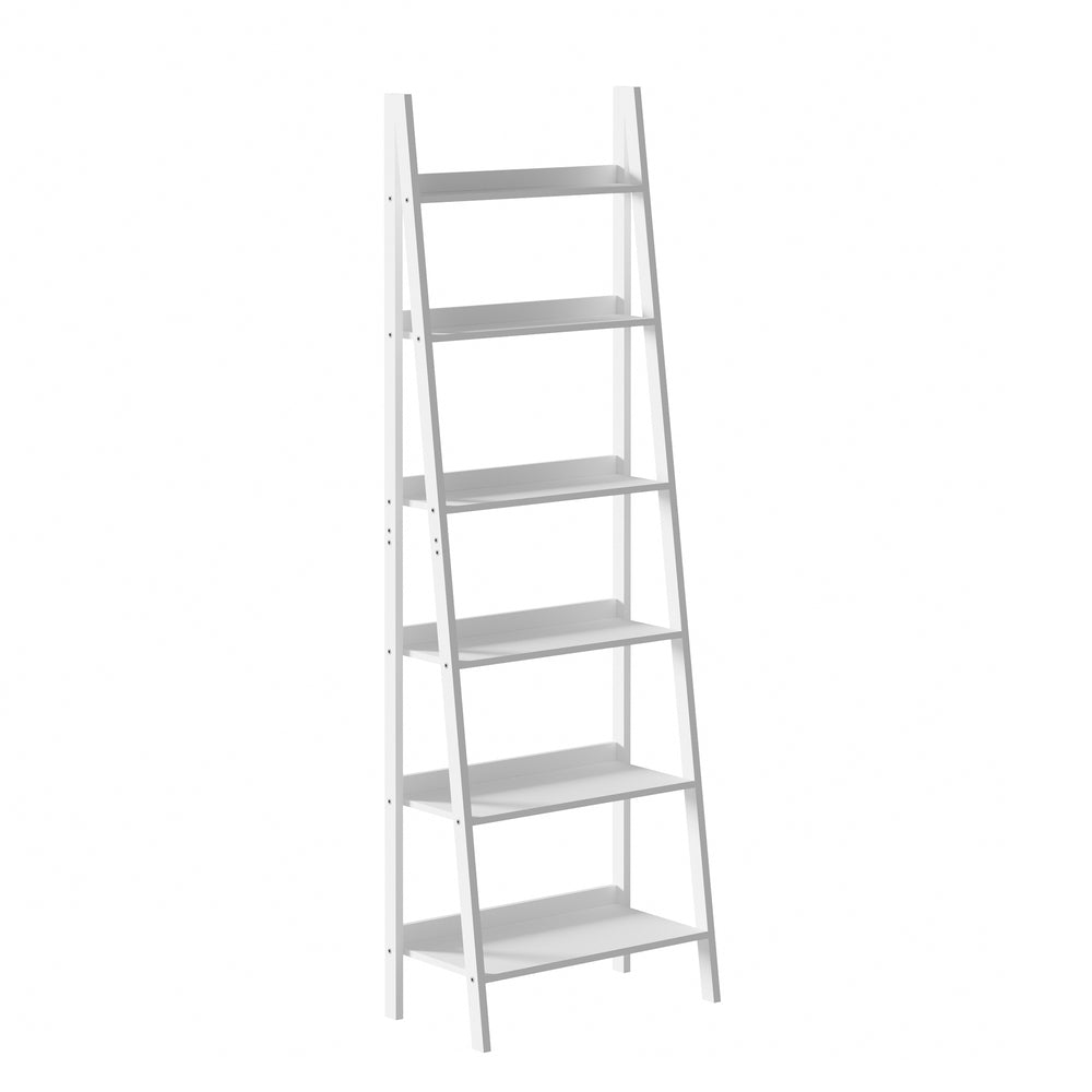 White 6 Tier Corner Ladder Shelf Display Rack - STripleB