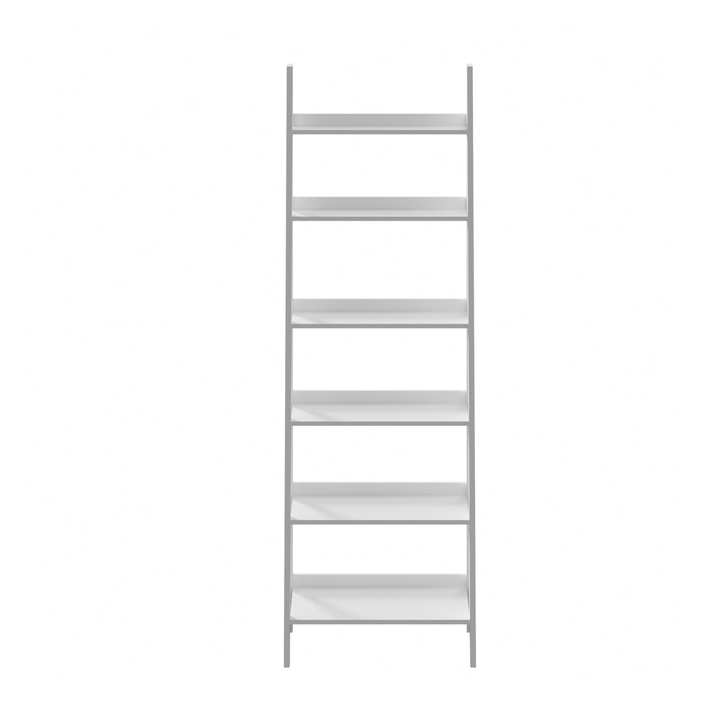 White 6 Tier Corner Ladder Shelf Display Rack - StripleB