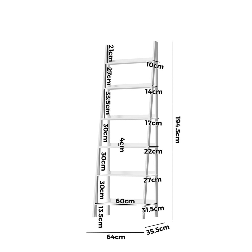 White 6 Tier Corner Ladder Shelf Display Rack - STripleB