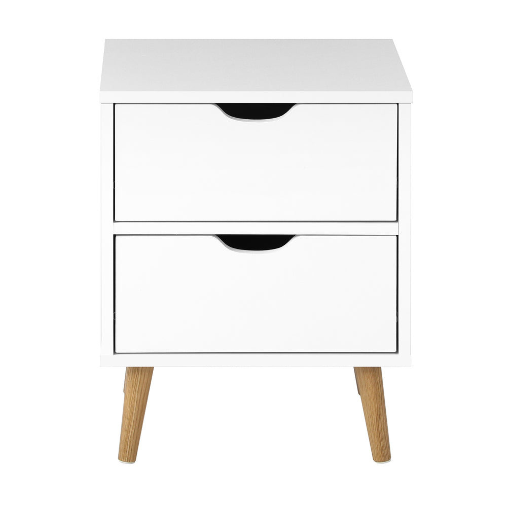 Bedside Table with 2 Drawers Air Gap Handle White - STripleB