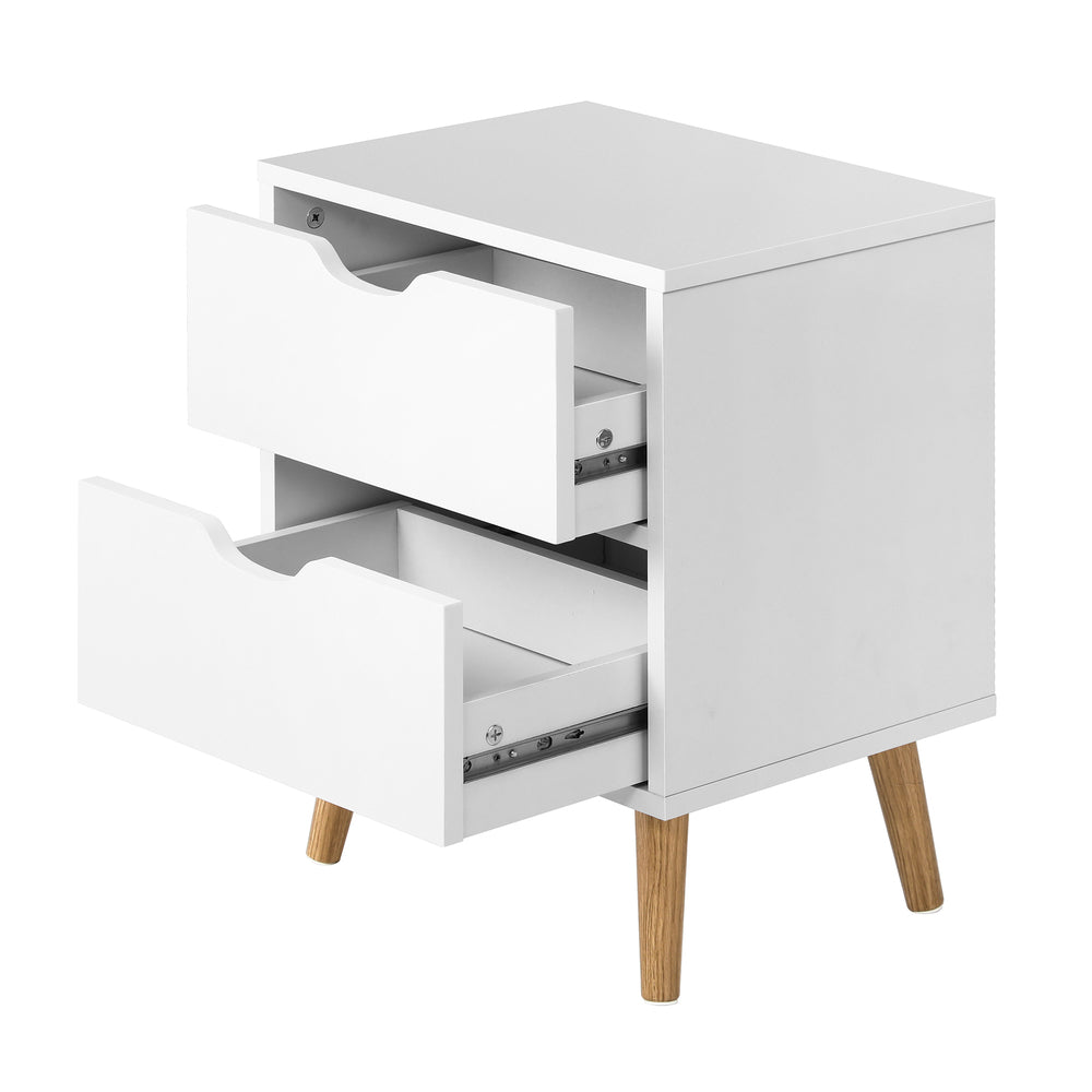 Bedside Table with 2 Drawers Air Gap Handle White - STripleB