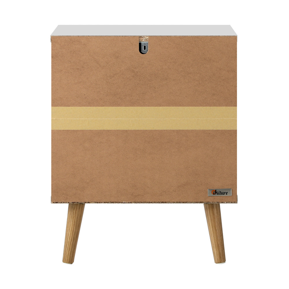 Bedside Table with 2 Drawers Air Gap Handle White - STripleB
