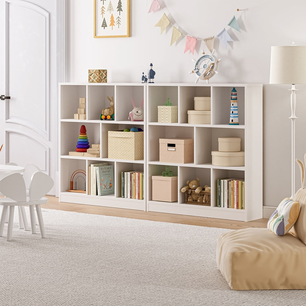White Bookshelf Display Shelves Storage Organizer Unit - STripleB