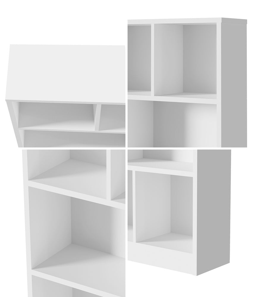 White Bookshelf Display Shelves Storage Organizer Unit - STripleB