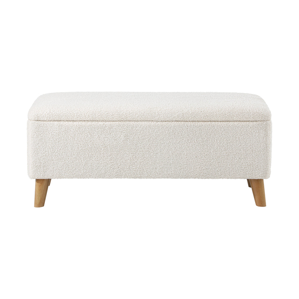 Sherpa Fabric Storage Ottoman White - STripleB