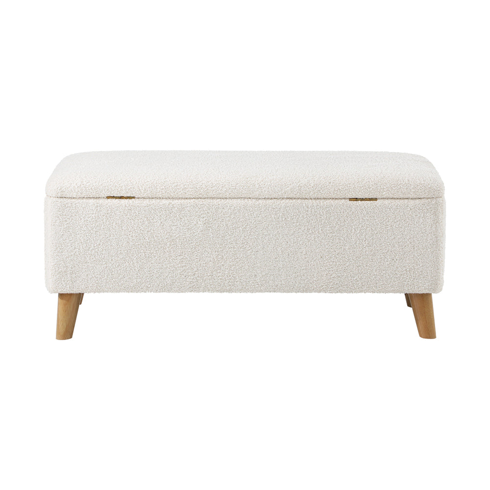 Sherpa Fabric Storage Ottoman White - STripleB