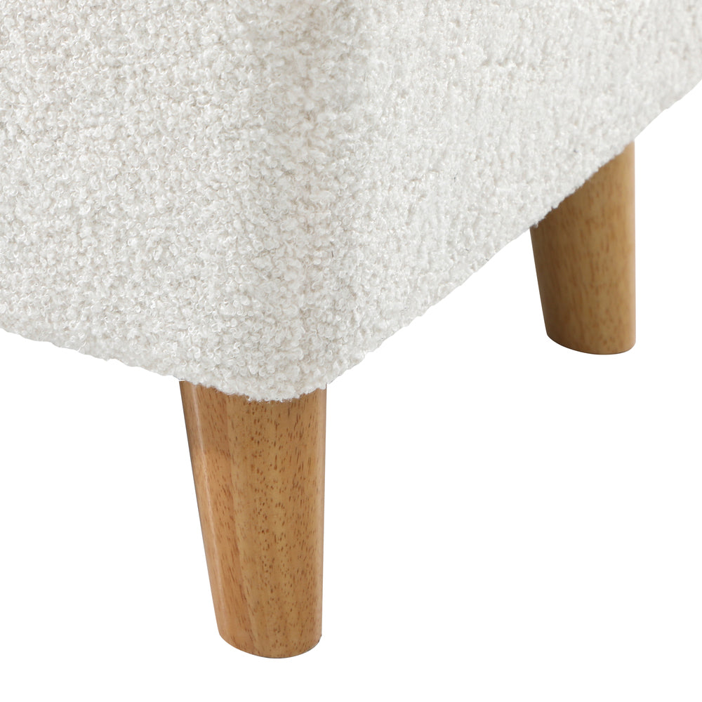 Sherpa Fabric Storage Ottoman White - STripleB