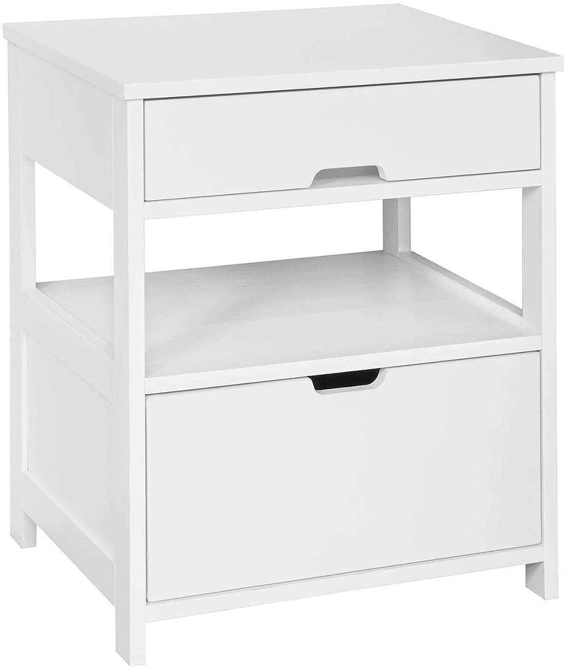 White Bedside Table with 2 Drawers - STripleB