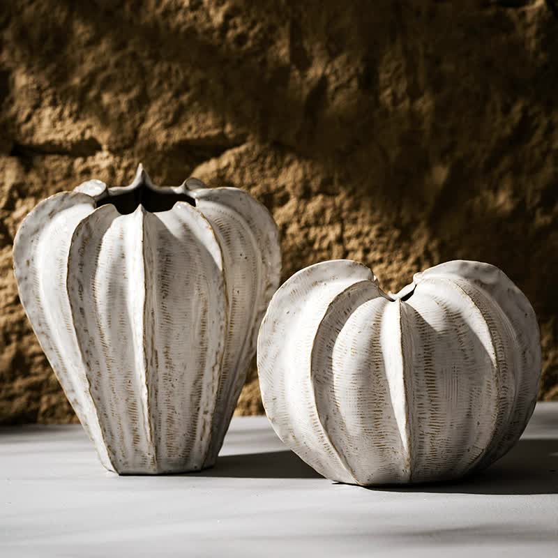 White Ceramic Pumpkin-Shaped Vase - STripleB
