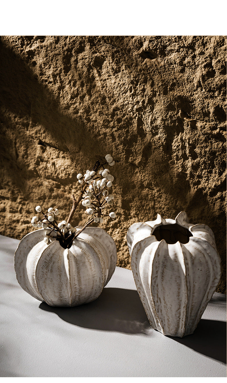 White Ceramic Pumpkin-Shaped Vase - STripleB