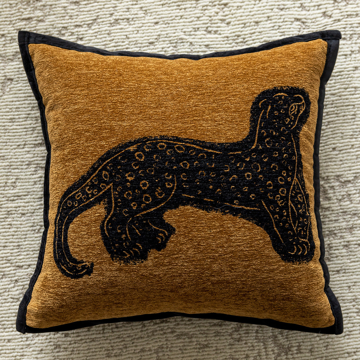 Yellow Background with Black Panthers Decorative Pillow Cover - 45x45cm - STripleB