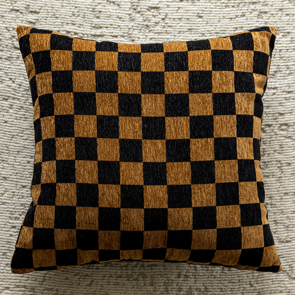 Yellow Checkered 45x45cm Decorative Zebra-Pattern Pillow Cover with Non-Woven Insert - STripleB