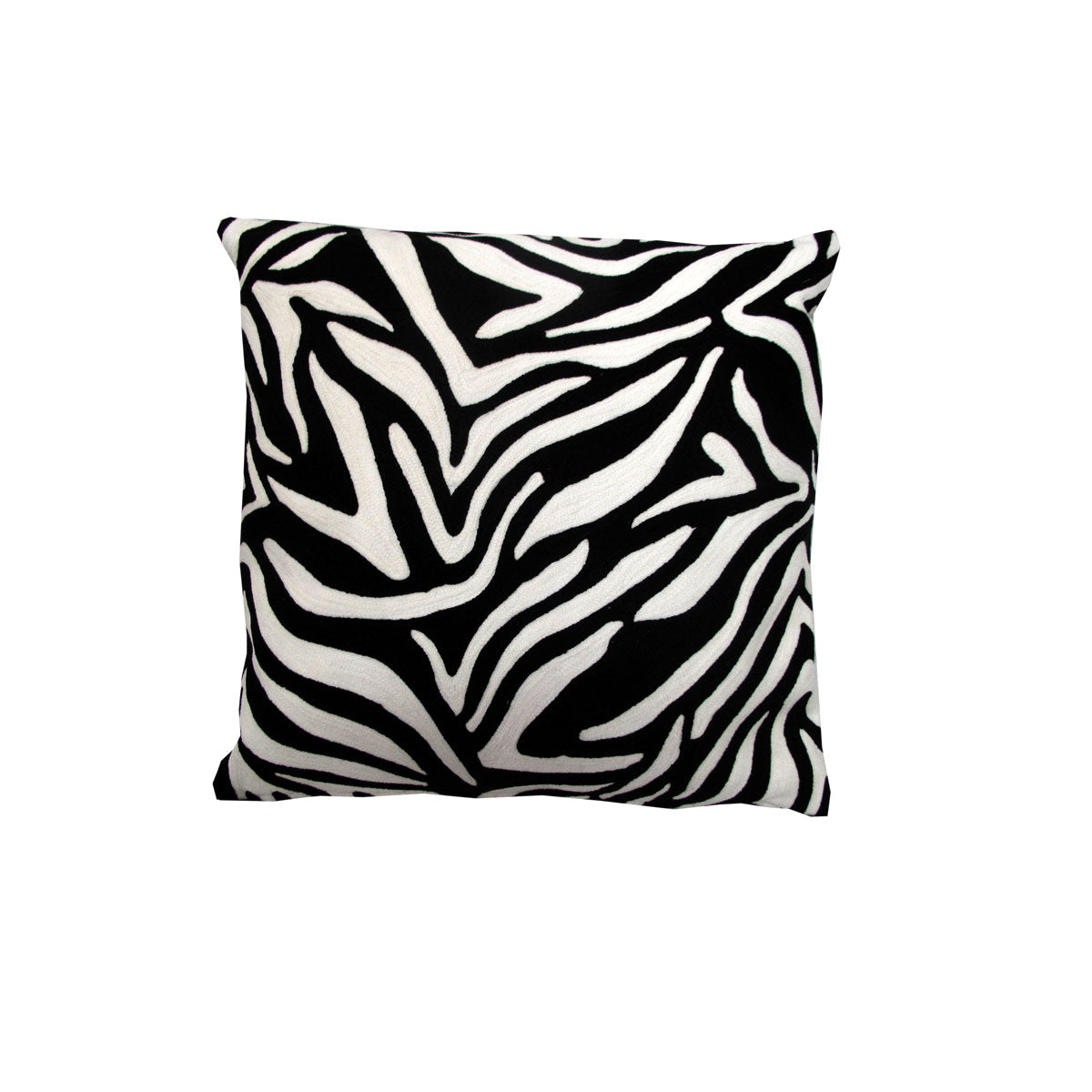 Zebra Embroidered Black Filled Cushion - 43 x 43 cm - STripleB