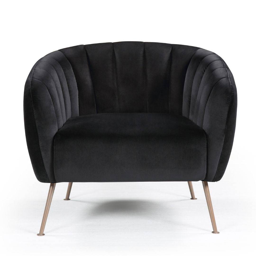 Monet Accent Chair - Slate Velvet upholstery with Bronze Metal legs - 6 Colours - STripleB