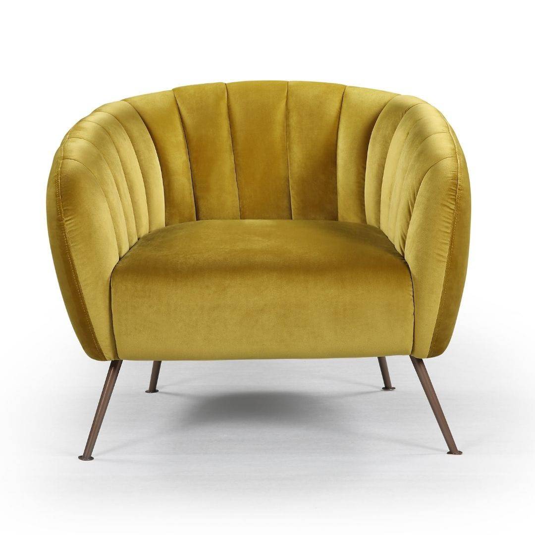 Monet Accent Chair - Slate Velvet upholstery with Bronze Metal legs - 6 Colours - STripleB