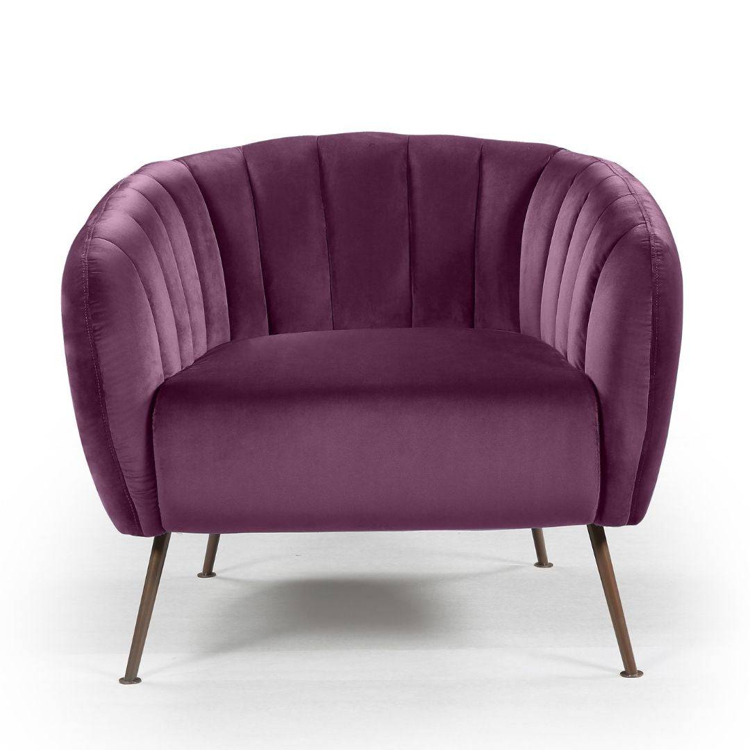 Monet Accent Chair - Slate Velvet upholstery with Bronze Metal legs - 6 Colours - STripleB