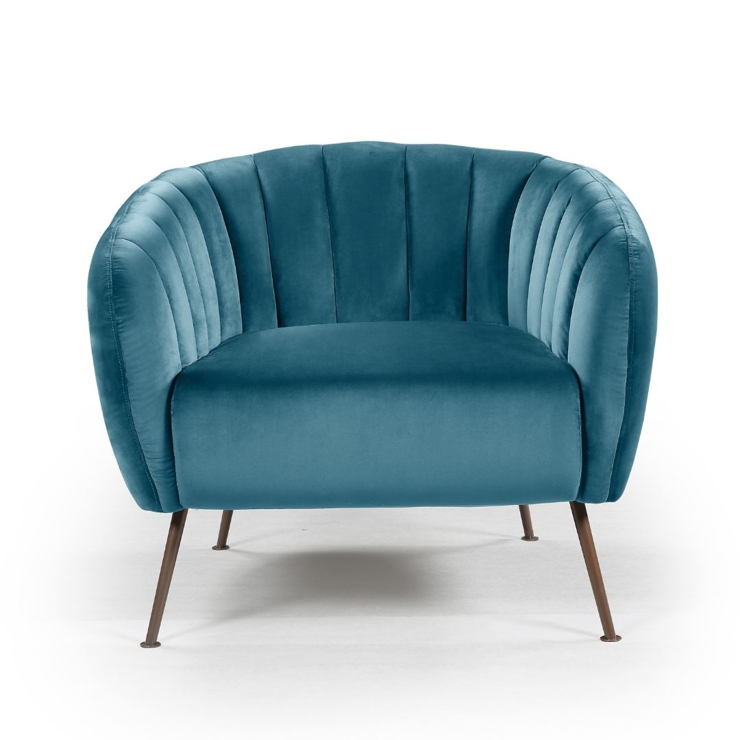 Monet Accent Chair - Slate Velvet upholstery with Bronze Metal legs - 6 Colours - STripleB