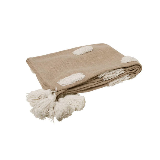 100% Cotton Textured Throw - Sandstone & Ivory - STripleB
