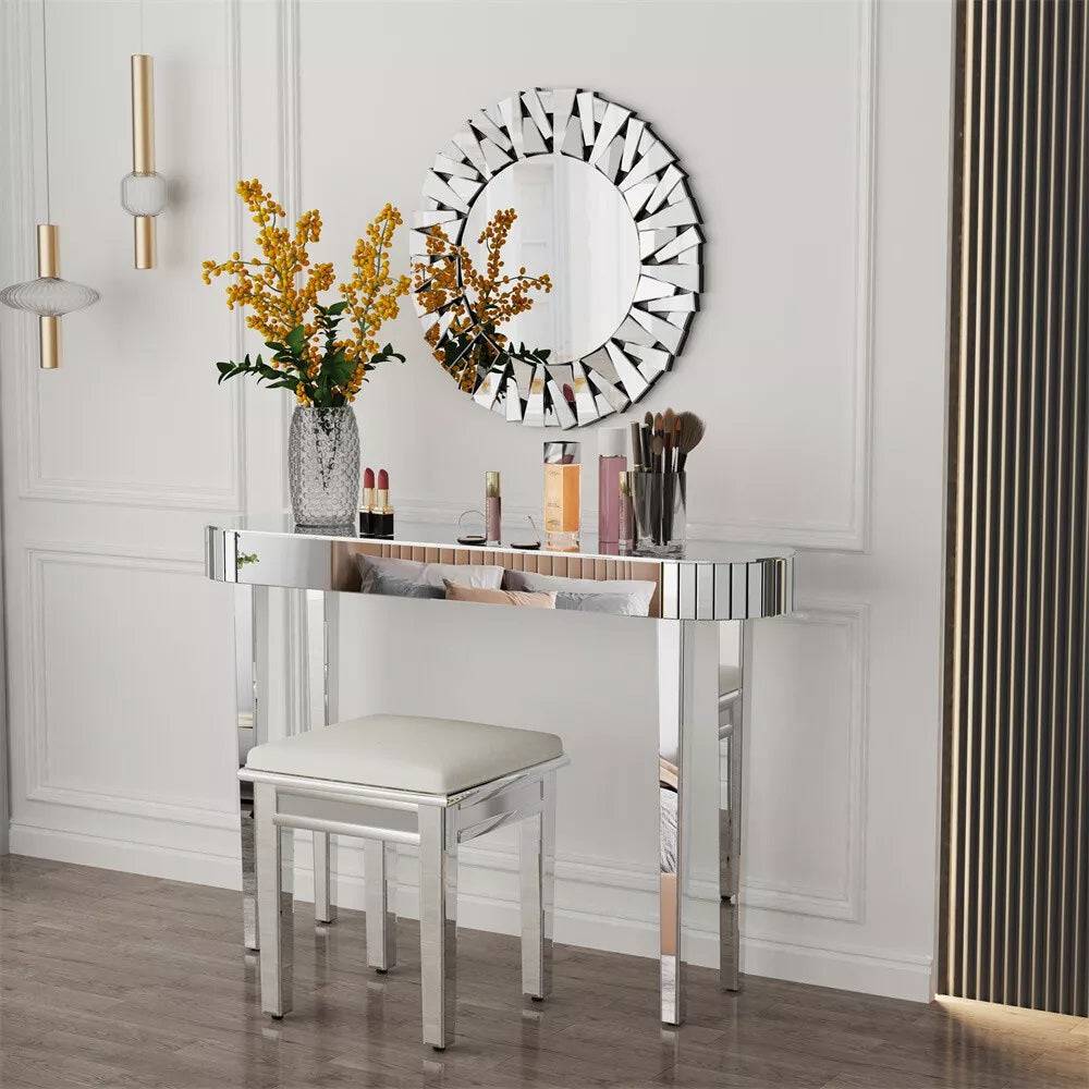 High-end Console Table Mirrored Vanity Makeup Desk Entryway Table_2