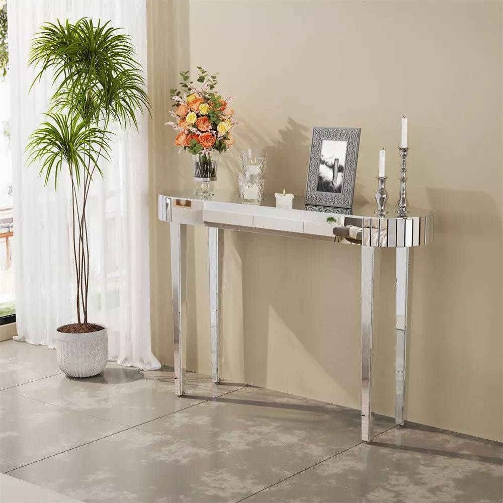 High-end Console Table Mirrored Vanity Makeup Desk Entryway Table_4