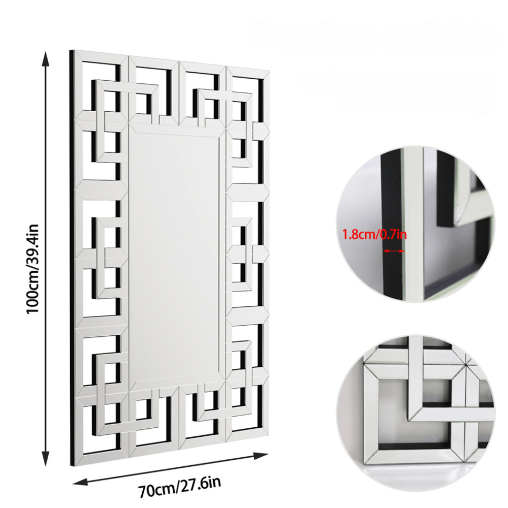 Decor Art Wall Mirror Living Room Bathroom Vanity Mirror Silver_8 - STripleB