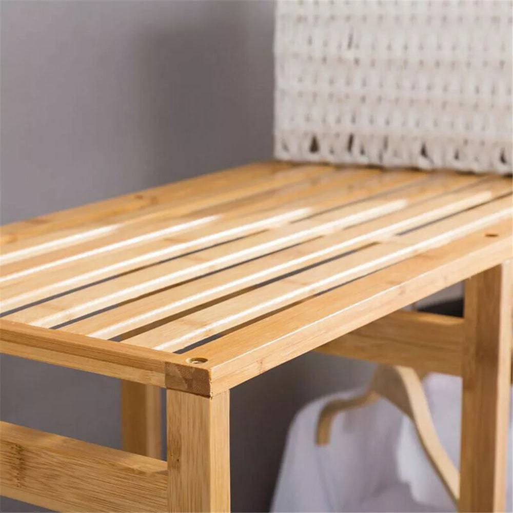 Bamboo Wood Clothing Garment Rack with Shelves_6 - STripleB