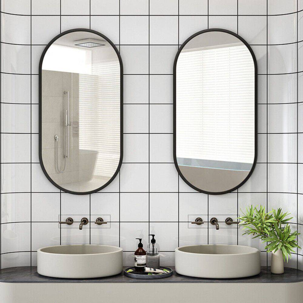 Oval Black Metal Mirror for Modern Bathrooms_5 - STripleB