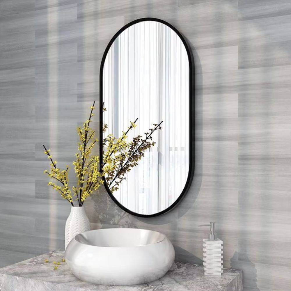 Oval Black Metal Mirror for Modern Bathrooms_4 - STripleB