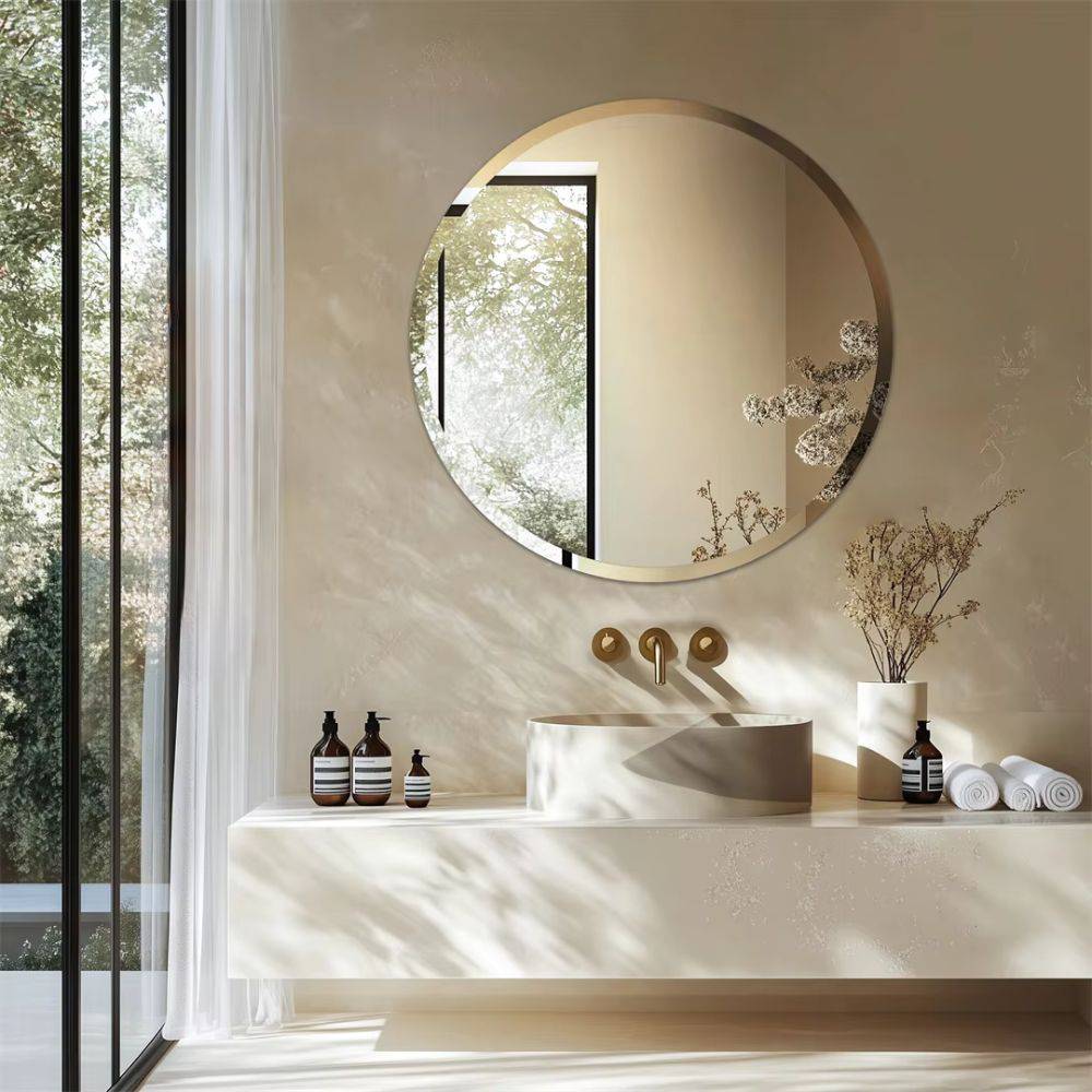 Stylish Frameless Round Bathroom Vanity Mirror for Elegant Wall Decor_4 - STripleB