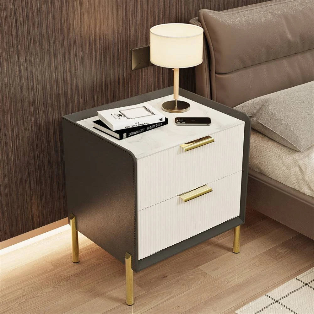 Modern White Nightstand with Storage Drawers_0 - STripleB