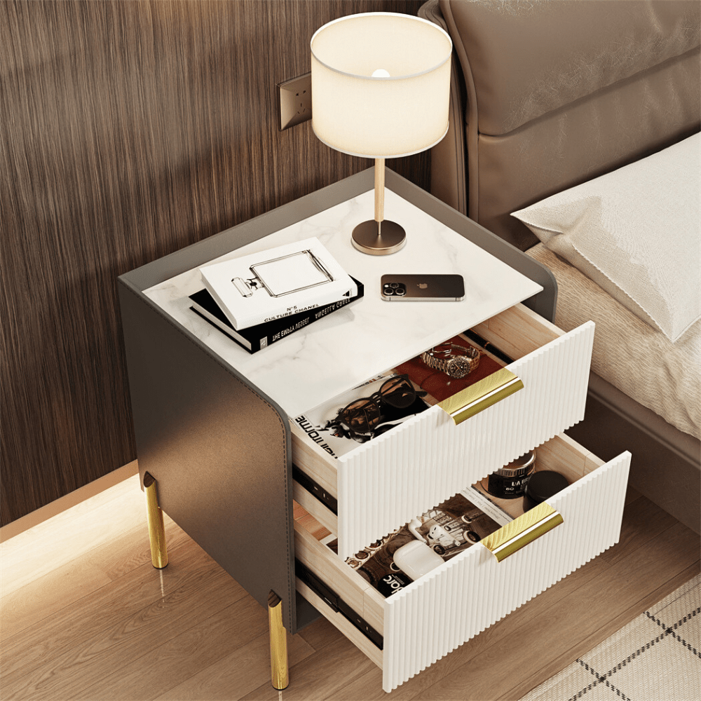 Modern White Nightstand with Storage Drawers_1 - STripleB