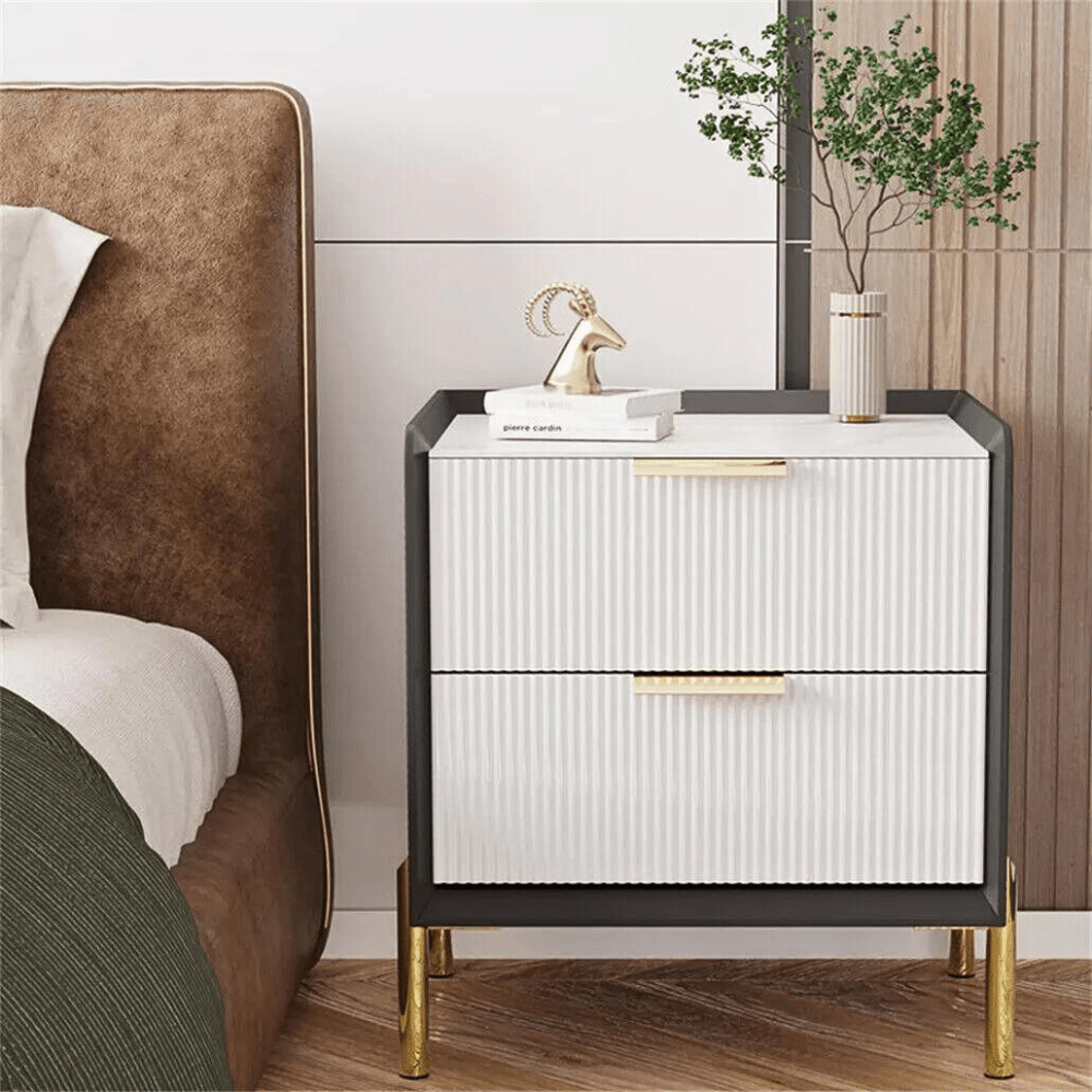 Modern White Nightstand with Storage Drawers_2 - STripleB