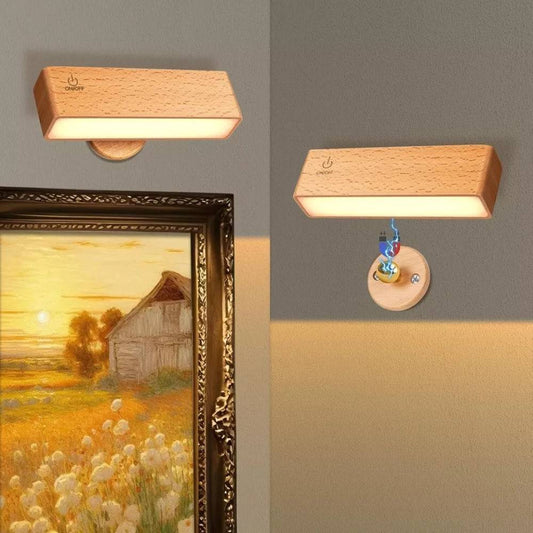 Nordic Wood Wall Lamp With 360 Rotate Dimmable Wall Sconce_0