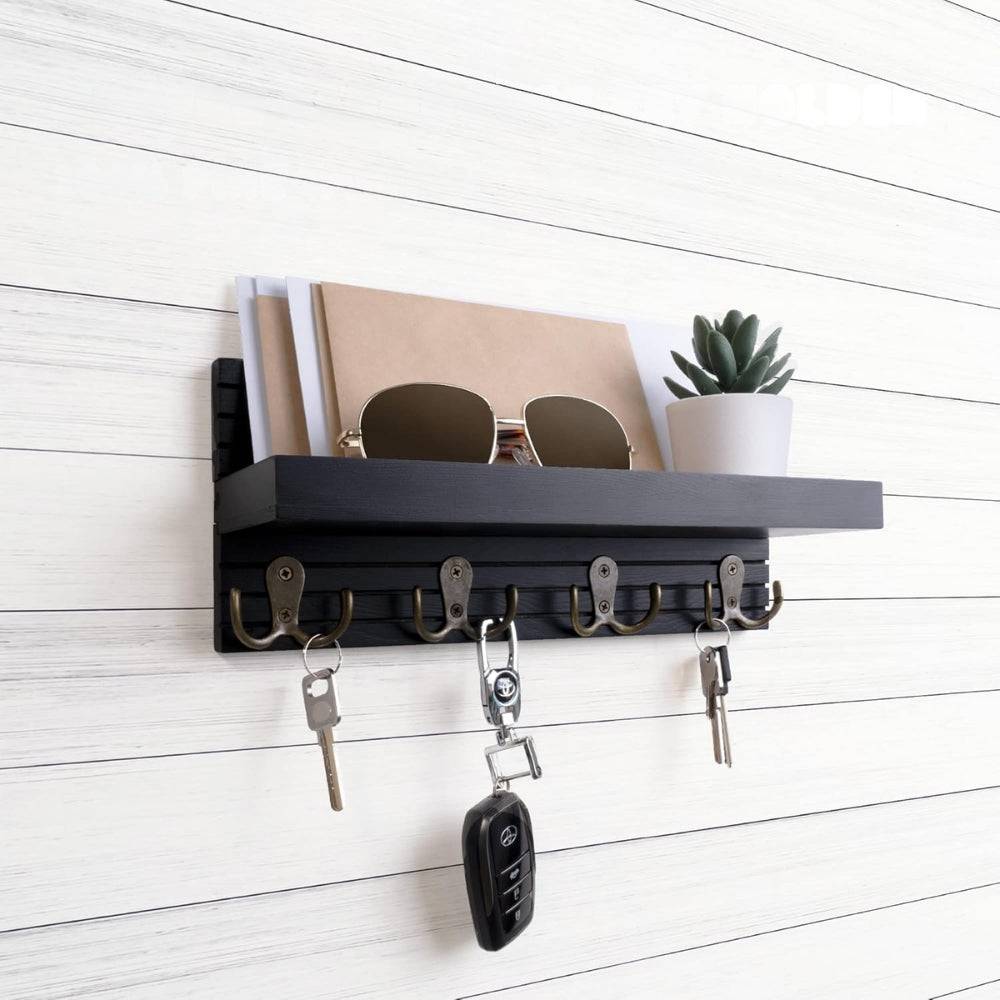 Wooden Key Holder for Entryway Decoration Wall Mounted Mail Organizer and Key Hanger_1