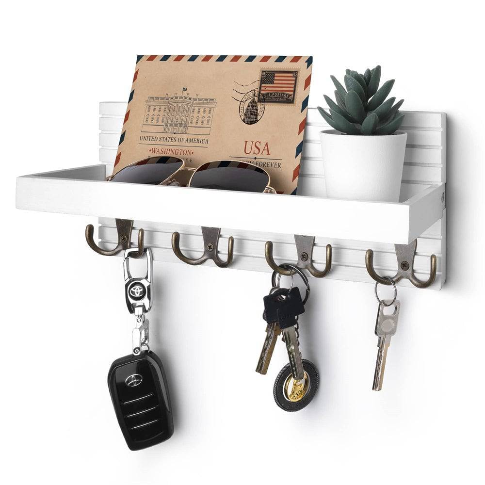 Wooden Key Holder for Entryway Decoration Wall Mounted Mail Organizer and Key Hanger_4