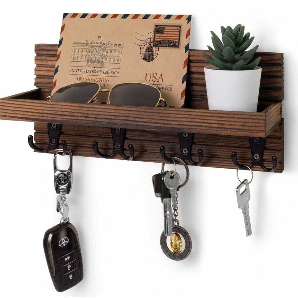 Wooden Key Holder for Entryway Decoration Wall Mounted Mail Organizer and Key Hanger_5