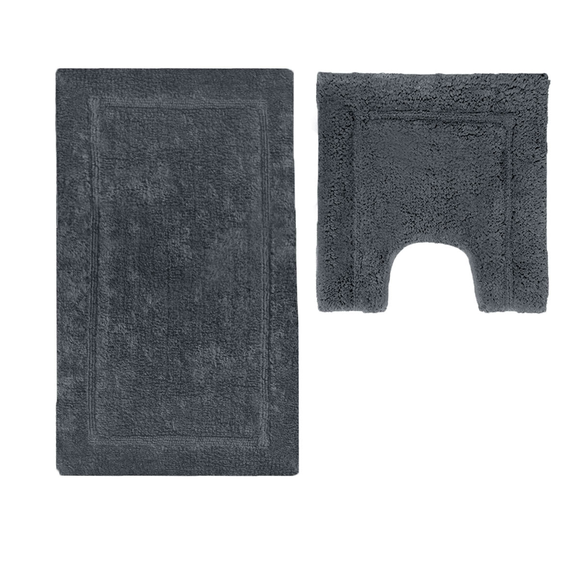 2200GSM 2 Pce Axel 100% Cotton Bath Mat Set - Charcoal - STripleB