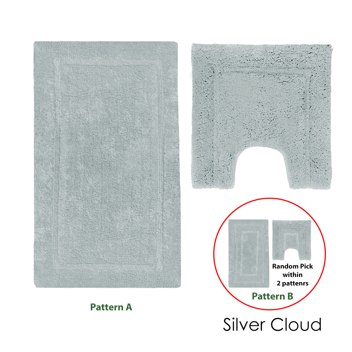 2200GSM 2 Pce Axel 100% Cotton Bath Mat Set - Silver Cloud - STripleB