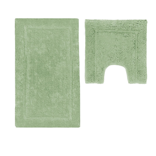 2200GSM 2 Pce Axel 100% Cotton Bath Mat Set Moss Green - STripleB 